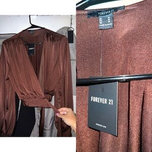 Forever 21 Brown Wrap Top